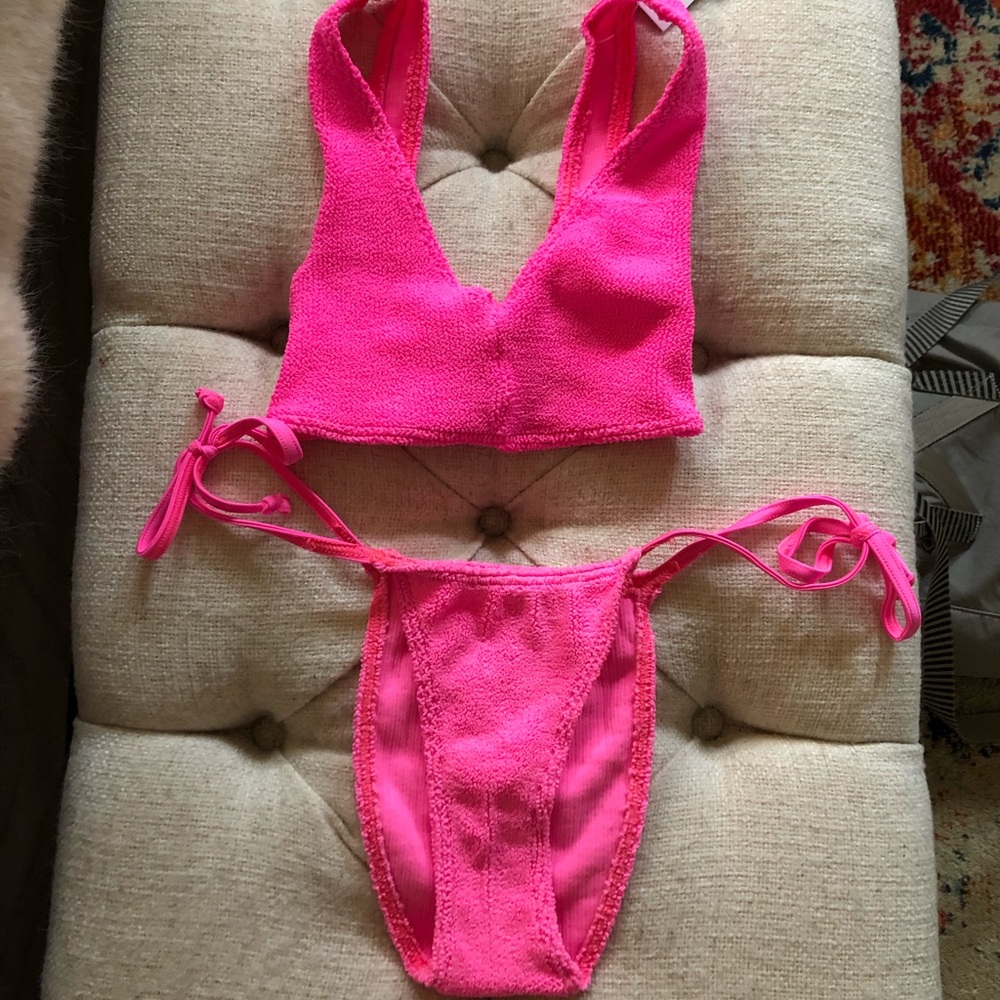 ASOS neon pink bikini set